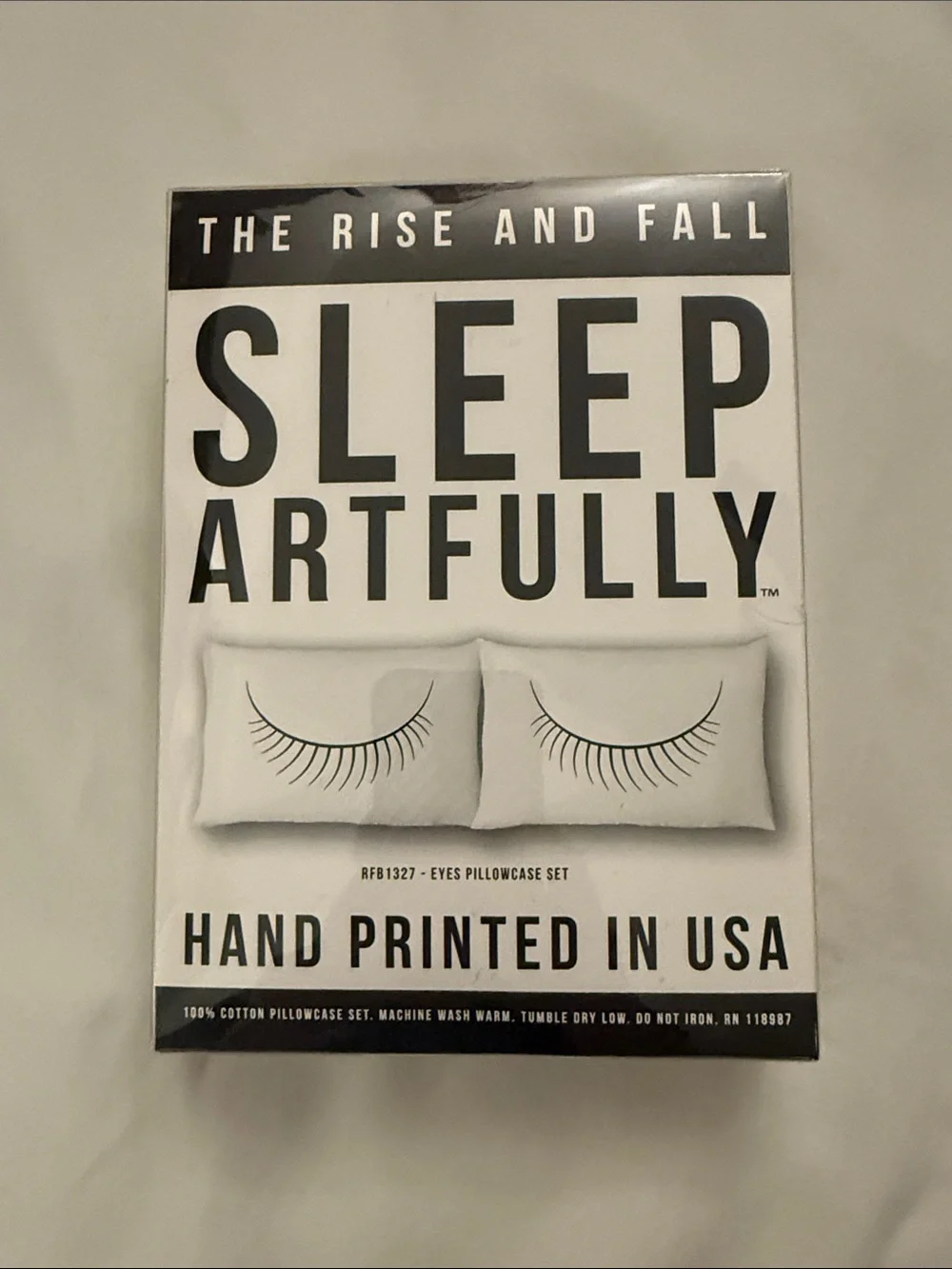 Sleep Artfully Hand Printed Pillowcase Set - White with Black & Red Prints
